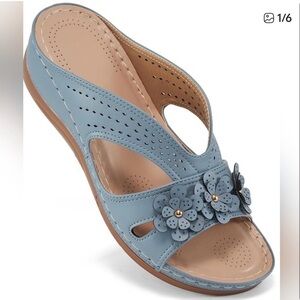 Ecetana Gorgeous   Women's Blue Floral Detailed  Sandals.  Size  43 (12)
